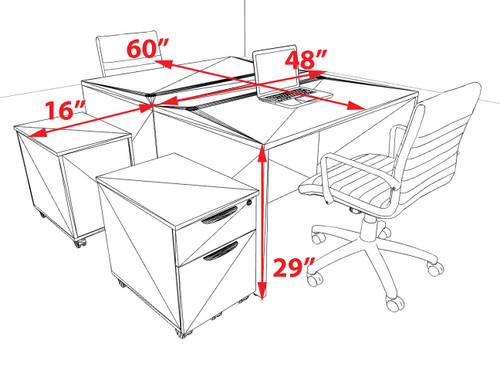 Two Person Modern No Panel Office Workstation Desk Set, #OT-SUS-FPN27