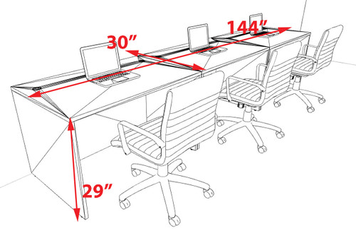 Three Person Modern No Panel Office Workstation Desk Set, #OT-SUS-SPN6