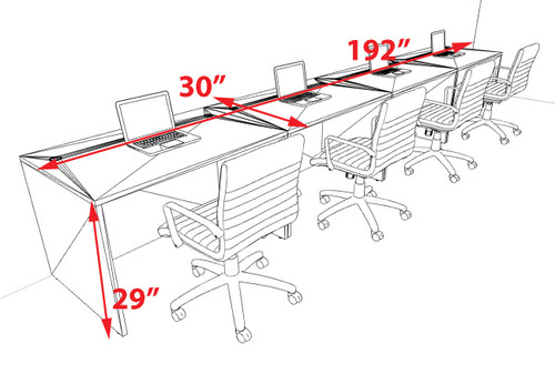 Four Person Modern No Panel Office Workstation Desk Set, #OT-SUS-SPN11