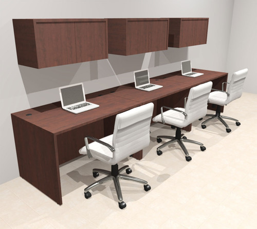 Three Person Modern No Panel Office Workstation Desk Set, #OT-SUS-SPN32