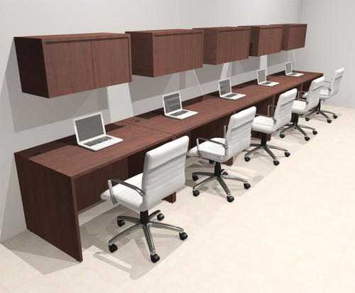 Five Person Modern No Panel Office Workstation Desk Set, #OT-SUS-SPN42