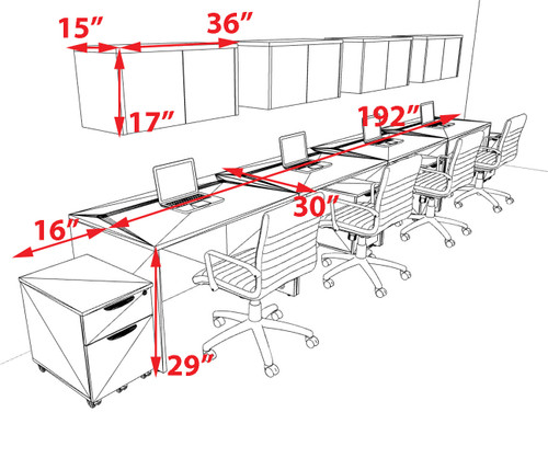 Four Person Modern No Panel Office Workstation Desk Set, #OT-SUS-SPN59