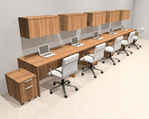 Five Person Modern No Panel Office Workstation Desk Set, #OT-SUS-SPN61