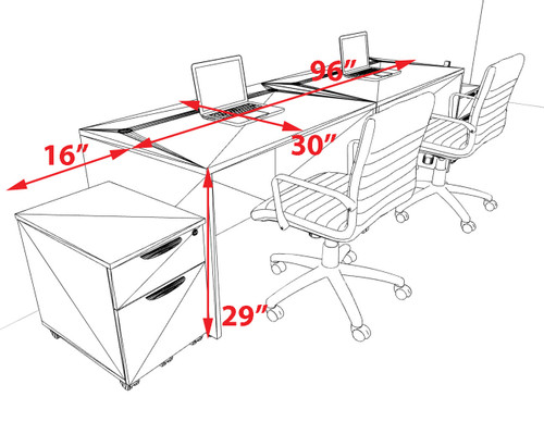 Two Person Modern No Panel Office Workstation Desk Set, #OT-SUS-SPN67