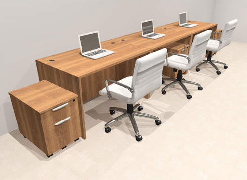 Three Person Modern No Panel Office Workstation Desk Set, #OT-SUS-SPN71