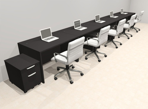 Five Person Modern No Panel Office Workstation Desk Set, #OT-SUS-SPN84