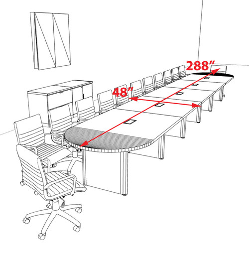 Racetrack Cable Management 24' Feet Conference Table, #OF-CON-CRP57