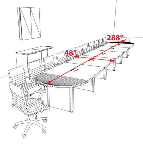 Racetrack Cable Management 24' Feet Conference Table, #OF-CON-CRP63