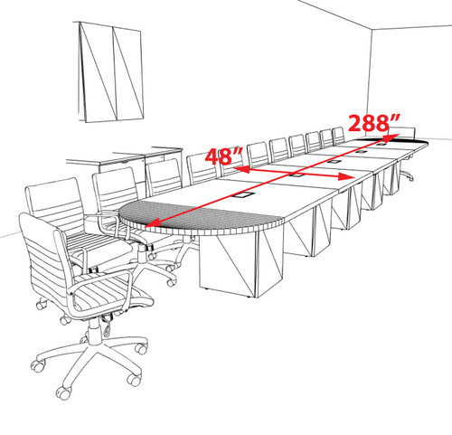 Modern Racetrack 24' Feet Conference Table, #OF-CON-CRQ61