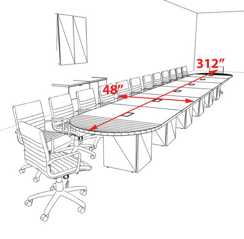 Modern Racetrack 26' Feet Conference Table, #OF-CON-CRQ70