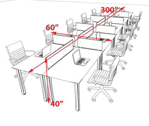 10 Person Modern  Metal Leg Office Workstation Desk Set, #OT-SUL-FPM41