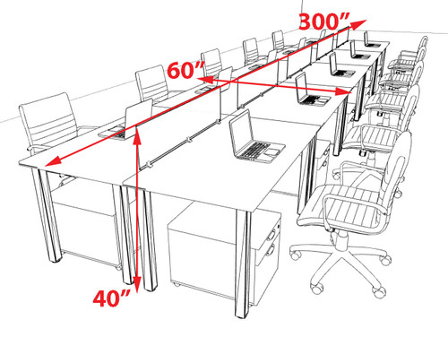 10 Person Modern  Metal Leg Office Workstation Desk Set, #OT-SUL-FPM67