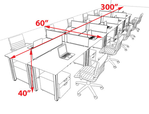 10 Person Modern  Metal Leg Office Workstation Desk Set, #OT-SUL-FPM86