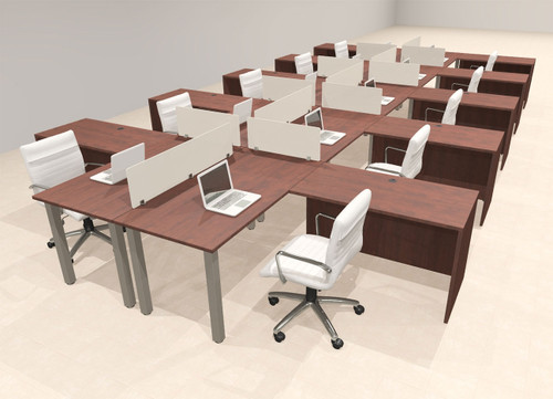 10 Person Modern  Metal Leg Office Workstation Desk Set, #OT-SUL-FPM112