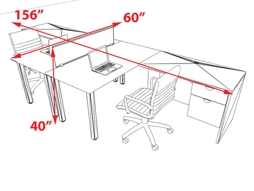 2 Person Modern  Metal Leg Office Workstation Desk Set, #OT-SUL-FPM118