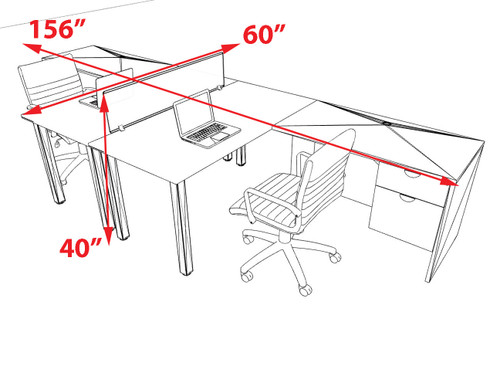 2 Person Modern  Metal Leg Office Workstation Desk Set, #OT-SUL-FPM120