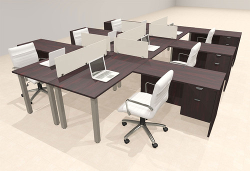 6 Person Modern  Metal Leg Office Workstation Desk Set, #OT-SUL-FPM128