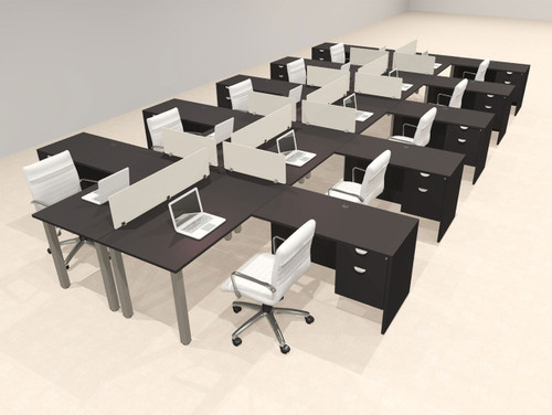 10 Person Modern  Metal Leg Office Workstation Desk Set, #OT-SUL-FPM139
