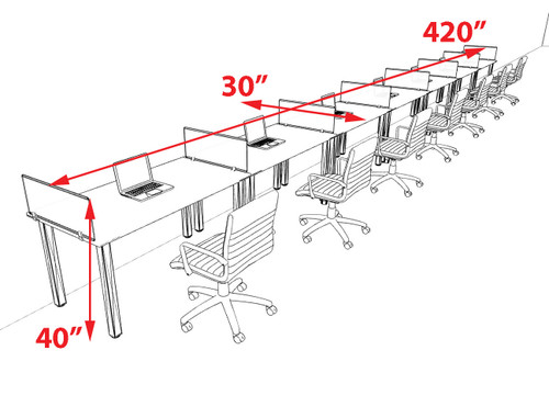 7 Person Modern  Metal Leg Office Workstation Desk Set, #OT-SUL-SPM28