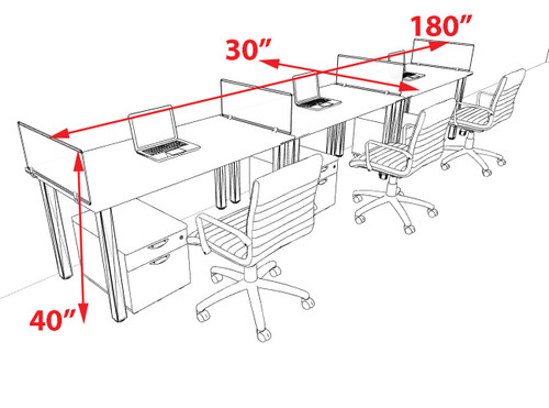 3 Person Modern  Metal Leg Office Workstation Desk Set, #OT-SUL-SPM32