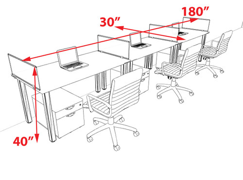 3 Person Modern  Metal Leg Office Workstation Desk Set, #OT-SUL-SPM35