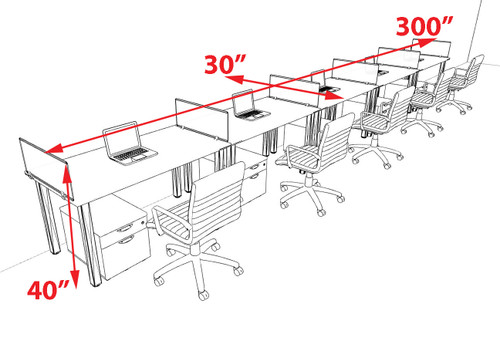 5 Person Modern  Metal Leg Office Workstation Desk Set, #OT-SUL-SPM42