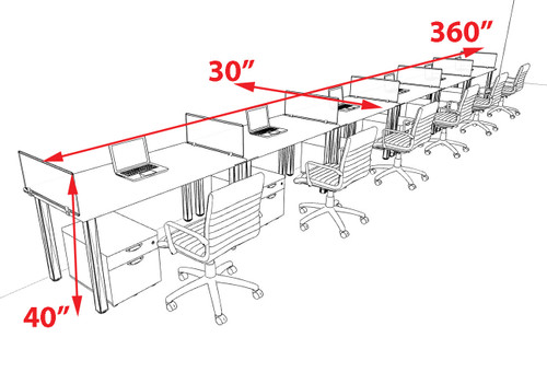 6 Person Modern  Metal Leg Office Workstation Desk Set, #OT-SUL-SPM46