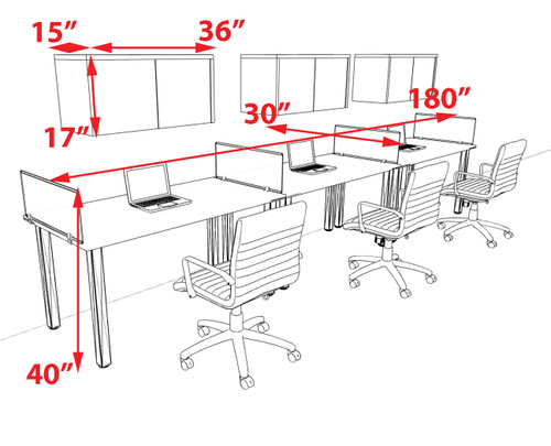 3 Person Modern  Metal Leg Office Workstation Desk Set, #OT-SUL-SPM59