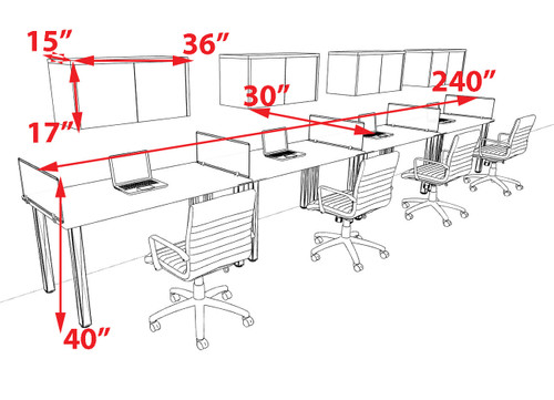 4 Person Modern  Metal Leg Office Workstation Desk Set, #OT-SUL-SPM61