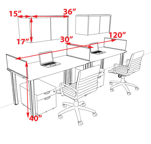 2 Person Modern  Metal Leg Office Workstation Desk Set, #OT-SUL-SPM77