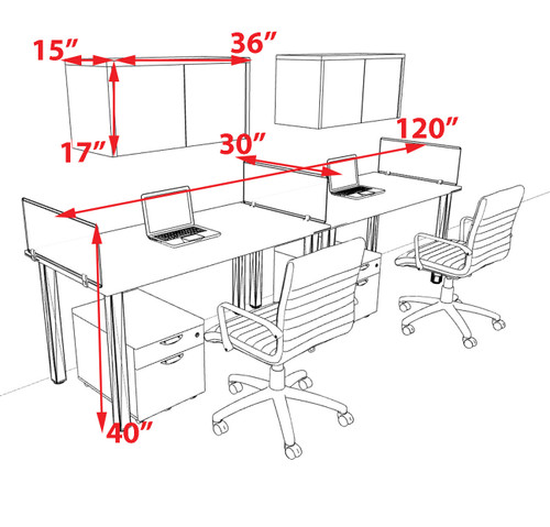 2 Person Modern  Metal Leg Office Workstation Desk Set, #OT-SUL-SPM79