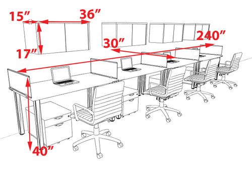 4 Person Modern  Metal Leg Office Workstation Desk Set, #OT-SUL-SPM90