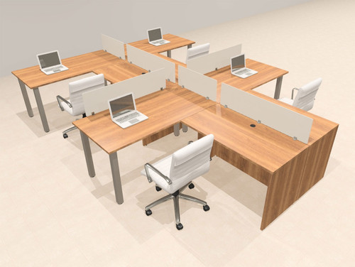 4 Person Modern  Metal Leg Office Workstation Desk Set, #OT-SUL-SPM106