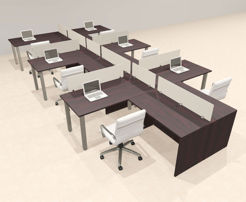 6 Person Modern  Metal Leg Office Workstation Desk Set, #OT-SUL-SPM113