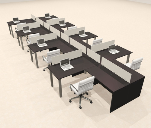 8 Person Modern  Metal Leg Office Workstation Desk Set, #OT-SUL-SPM119