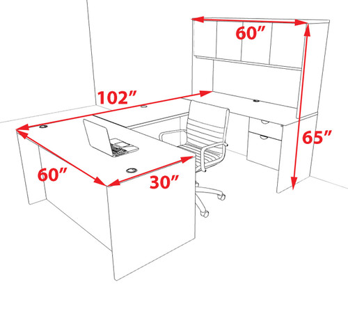 7pcs U Shaped 60"w X 102"d Modern Executive Office Desk, #OT-SUS-U16