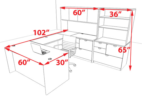 7pcs U Shaped 60"w X 102"d Modern Executive Office Desk, #OT-SUS-U57