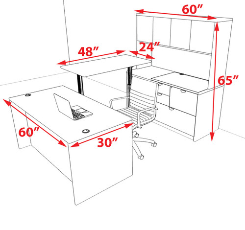 5pcs U Shaped 60"w X 102"d Modern Executive Office Desk, #OT-SUS-UH27