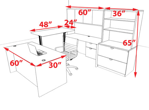 7pcs U Shaped 60"w X 102"d Modern Executive Office Desk, #OT-SUS-UH33