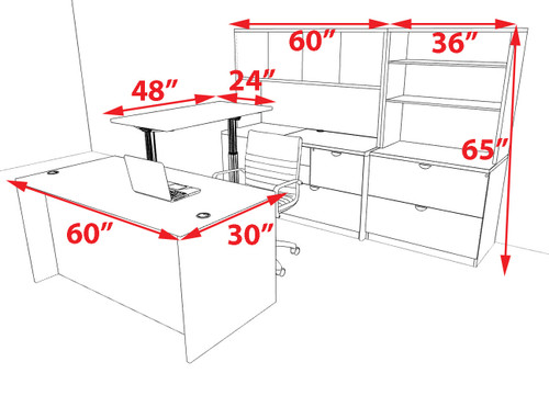 7pcs U Shaped 60"w X 102"d Modern Executive Office Desk, #OT-SUS-UH45