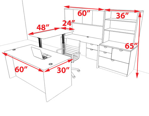 6pcs U Shaped 60"w X 102"d Modern Executive Office Desk, #OT-SUS-UH49