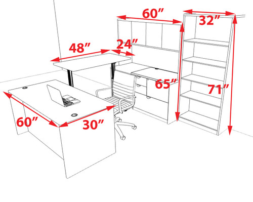 6pcs U Shaped 60"w X 102"d Modern Executive Office Desk, #OT-SUS-UH73