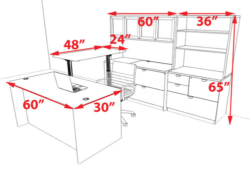 7pcs U Shaped 60"w X 102"d Modern Executive Office Desk, #OT-SUS-UH114