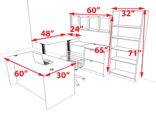 6pcs U Shaped 60"w X 102"d Modern Executive Office Desk, #OT-SUS-UH129