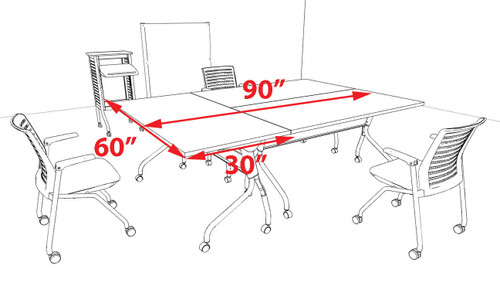 3pcs RETANGULAR Shape 7.5' Feet Nesting Training / Conference Table, #OT-SUL-T6-B