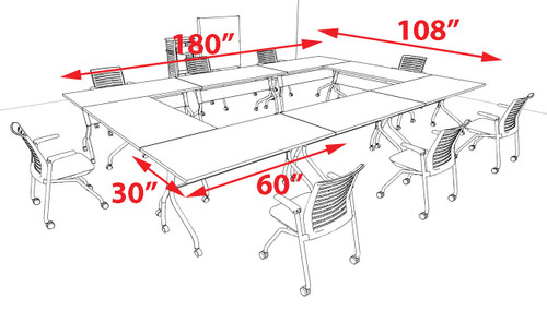 8pcs O Shape 15' Feet Nesting Training / Conference Table, #OT-SUL-T32-B