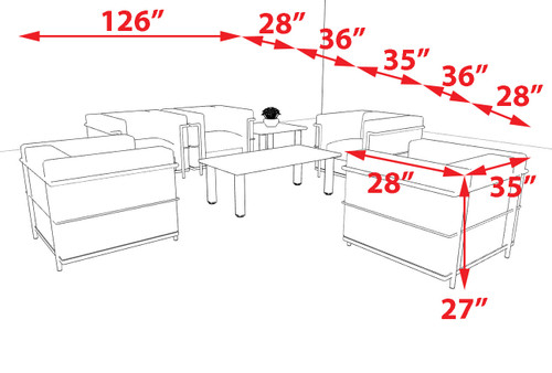 5pcs 5 Person Modern Office LeatherSoft CHAIR Set, #UF-REG-CF4-A