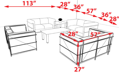 4pcs 8 Person Modern Office LeatherSoft LOVE Set, #UF-REG-LF4-A