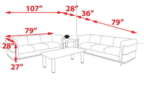 2pcs 6 Person Modern Office LeatherSoft SOFA Set, #UF-REG-SF2-C