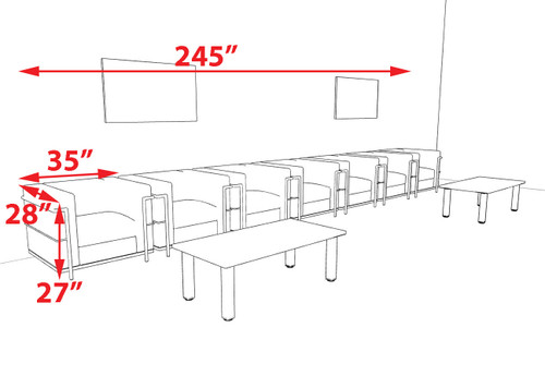 7pcs 7 Person Modern Office LeatherSoft CHAIR Set, #UF-REG-CW6-D